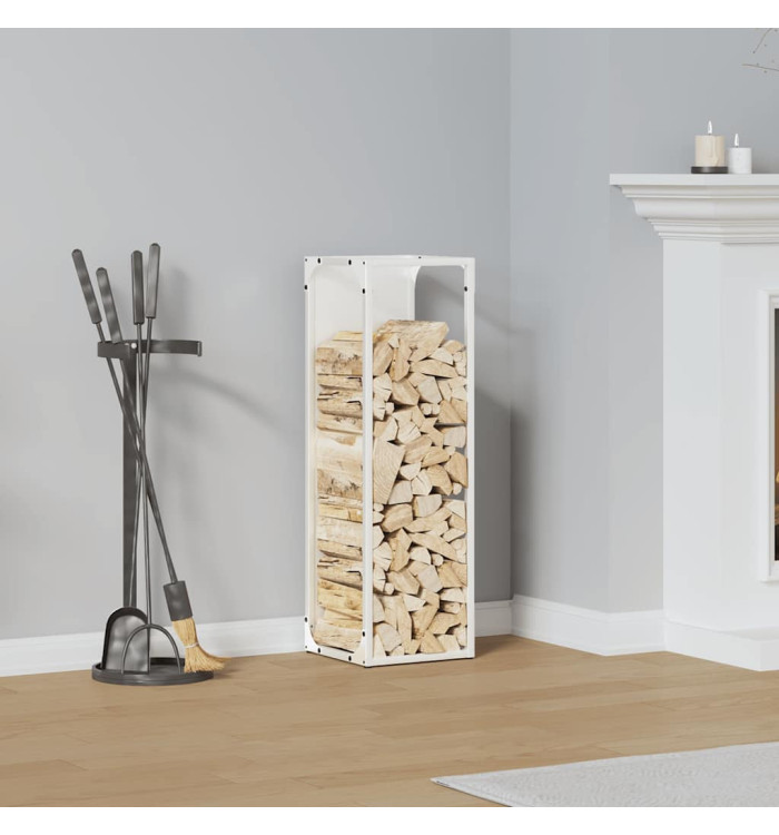 Portant de bois chauffage blanc 25x25x80 cm | Mobilier & Déco