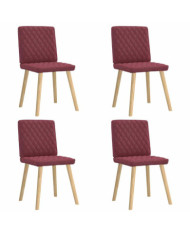 Chaises à manger lot de 4 rouge bordeaux tissu | Mobilier & Déco