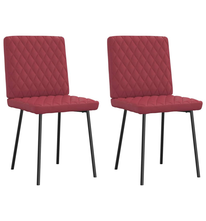 Chaises à manger lot de 2 rouge bordeaux similicuir | Mobilier & Déco
