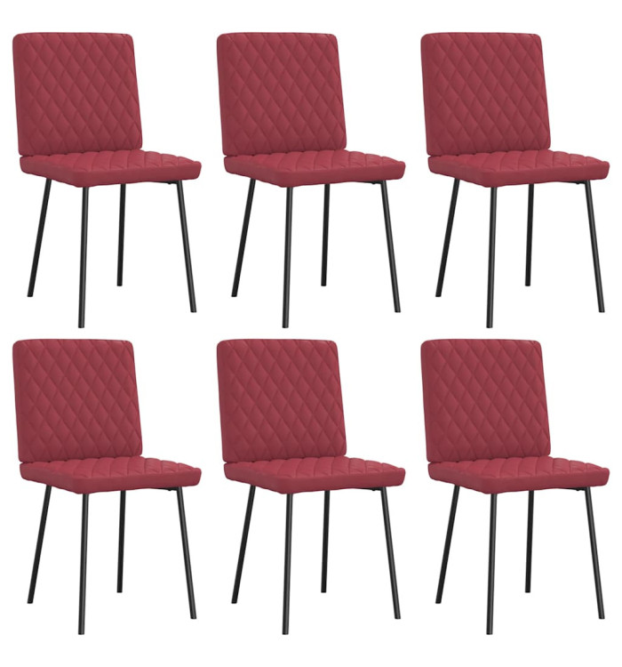 Chaises à manger lot de 6 rouge bordeaux similicuir | Mobilier & Déco