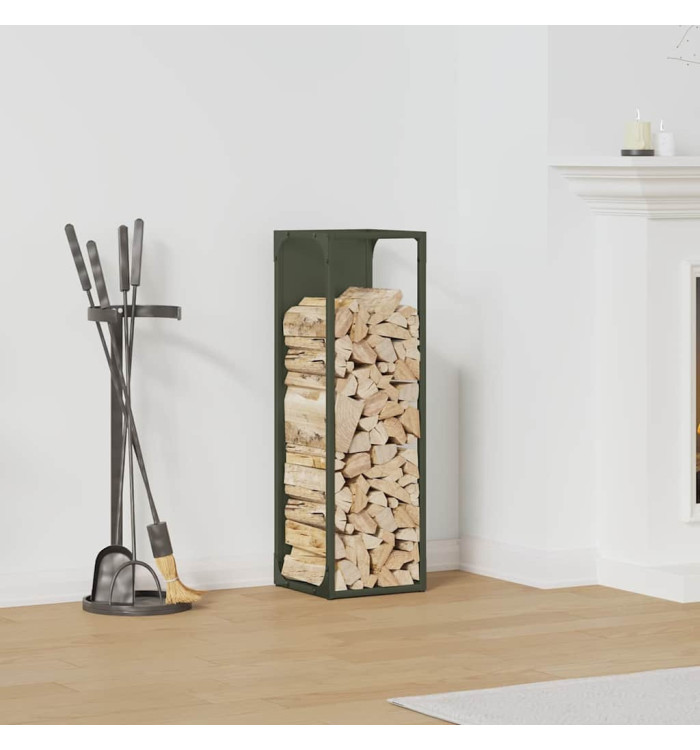 Portant de bois chauffage vert olive 25x25x80 cm | Mobilier & Déco