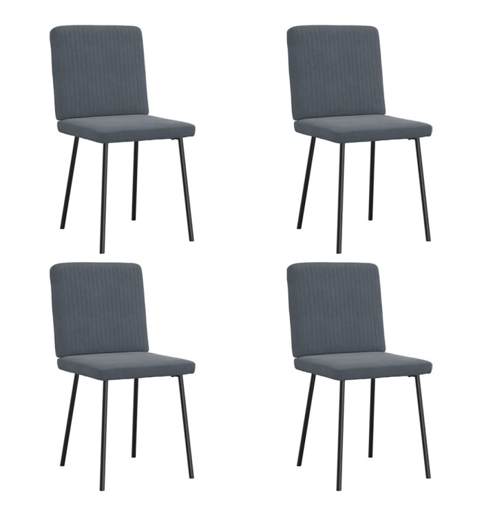 Chaises à manger lot de 4 Gris foncé Velours | Mobilier & Déco