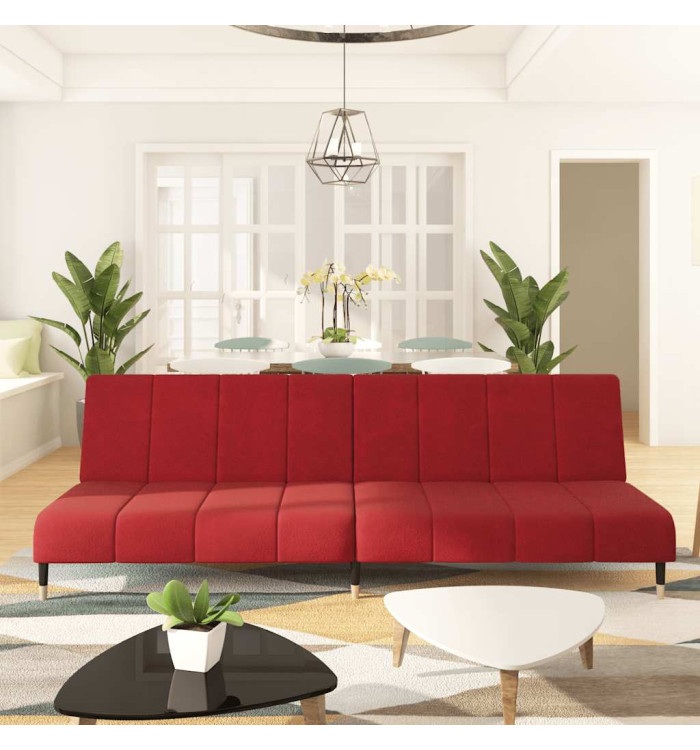 Canapé-lit 2 places rouge bordeaux velours | Mobilier & Déco