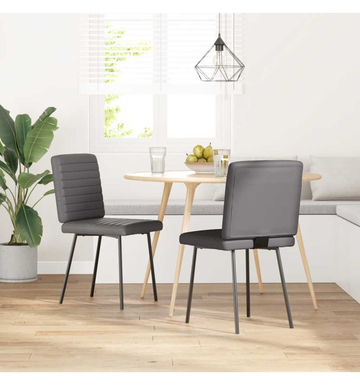 Chaises à manger lot de 2 gris similicuir | Mobilier & Déco