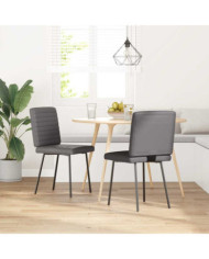 Chaises à manger lot de 2 gris similicuir | Mobilier & Déco