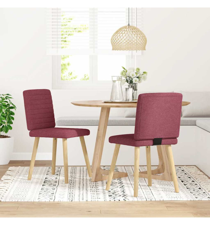 Chaises à manger lot de 2 rouge bordeaux tissu | Mobilier & Déco
