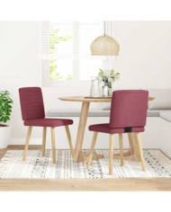 Chaises à manger lot de 2 rouge bordeaux tissu | Mobilier & Déco