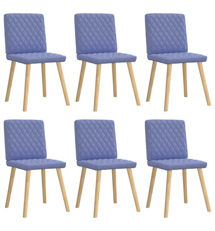 Chaises à manger lot de 6 bleu jean tissu | Mobilier & Déco