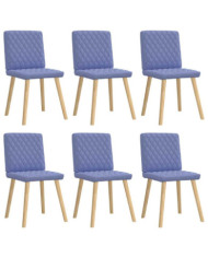 Chaises à manger lot de 6 bleu jean tissu | Mobilier & Déco