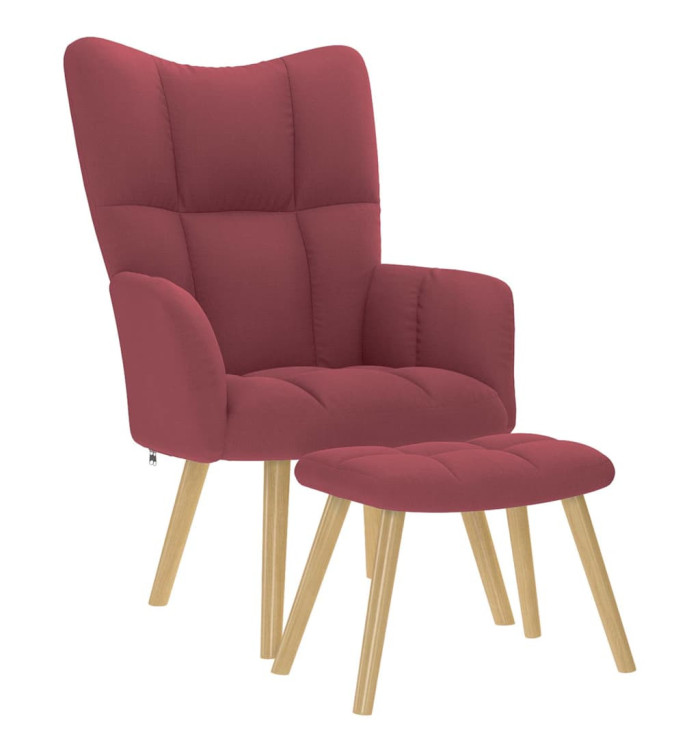 Chaise de relaxation avec repose-pied Rouge bordeaux Tissu | Mobilier & Déco
