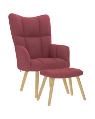 Chaise de relaxation avec repose-pied Rouge bordeaux Tissu | Mobilier & Déco
