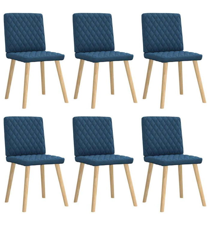 Chaises à manger lot de 6 bleu tissu | Mobilier & Déco