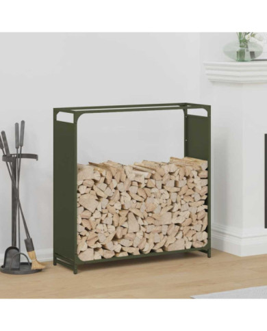 Portant de bois chauffage vert olive 90x28x90 cm | Mobilier & Déco