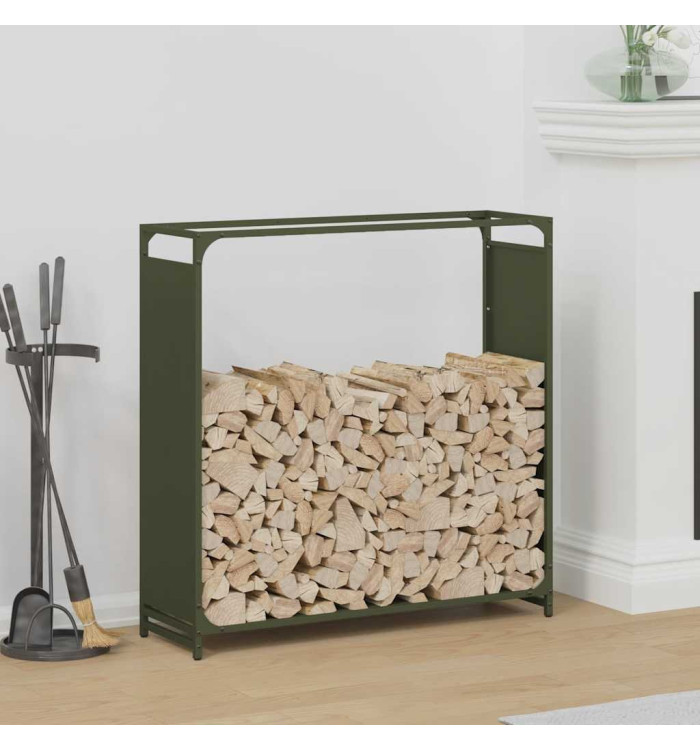 Portant de bois chauffage vert olive 90x28x90 cm | Mobilier & Déco