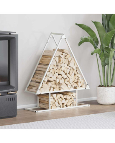 Portant de bois chauffage blanc 80x25x90 cm | Mobilier & Déco