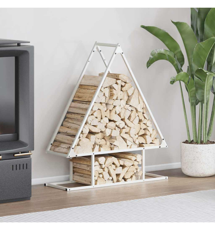 Portant de bois chauffage blanc 80x25x90 cm | Mobilier & Déco
