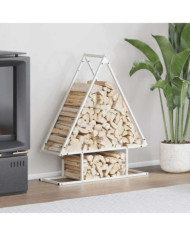 Portant de bois chauffage blanc 80x25x90 cm | Mobilier & Déco