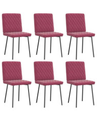 Chaises à manger lot de 6 rouge bordeaux velours | Mobilier & Déco