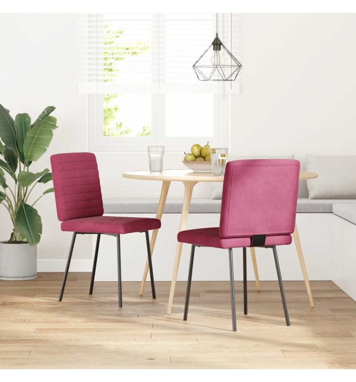 Chaises à manger lot de 2 Rouge bordeaux Velours | Mobilier & Déco