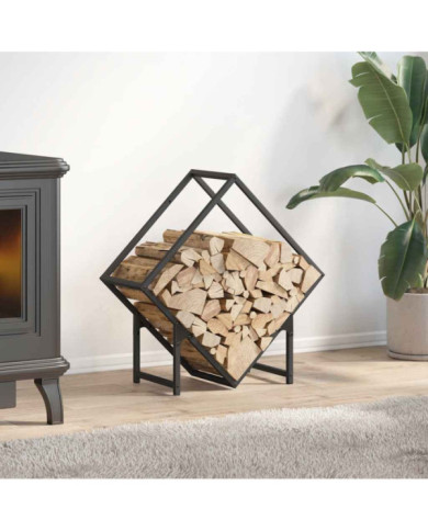 Portant de bois chauffage noir 60x25x60 cm | Mobilier & Déco
