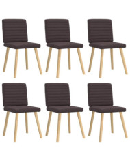 Chaises à manger lot de 6 marron foncé tissu | Mobilier & Déco
