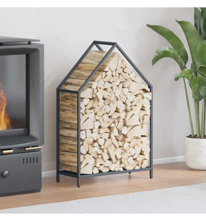 Portant de bois chauffage anthracite 60x25x90 cm | Mobilier & Déco