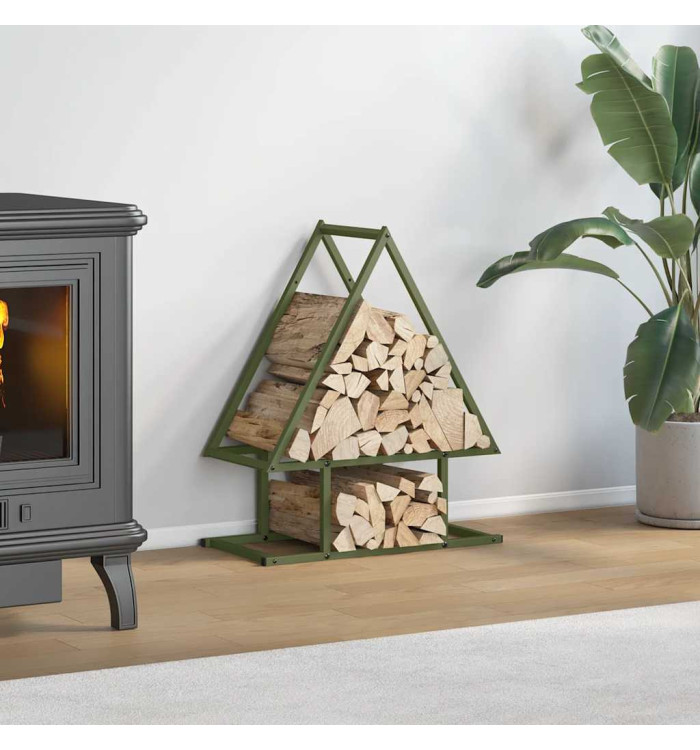 Portant de bois chauffage vert olive 50x25x60 cm | Mobilier & Déco