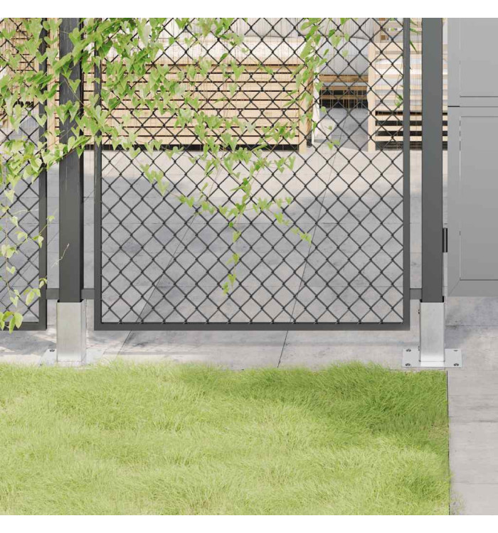 Bases de poteau carrées 4 pcs argent 61x61 mm acier galvanisé | Mobilier & Déco