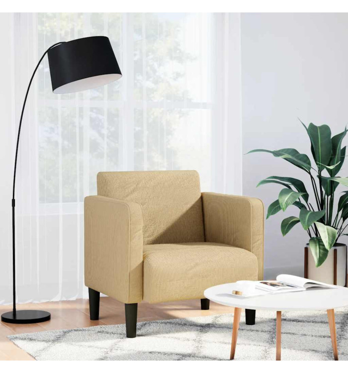 Canapé-chaise accoudoirs vert clair 54 cm tissu velours côtelé | Mobilier & Déco