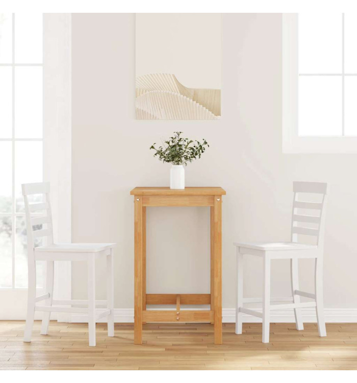  Tabourets de bar 2 pcs blanc bois massif d'hévéa | Mobilier & Déco