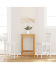  Tabourets de bar 2 pcs blanc bois massif d'hévéa | Mobilier & Déco
