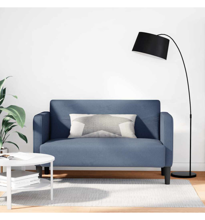 Canapé causeuse bleu 109 cm tissu velours côtelé | Mobilier & Déco