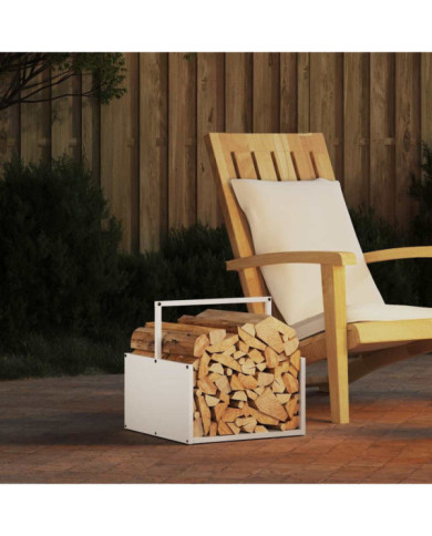 Portant de bois chauffage blanc 40x40x40 cm | Mobilier & Déco
