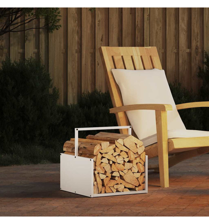 Portant de bois chauffage blanc 40x40x40 cm | Mobilier & Déco