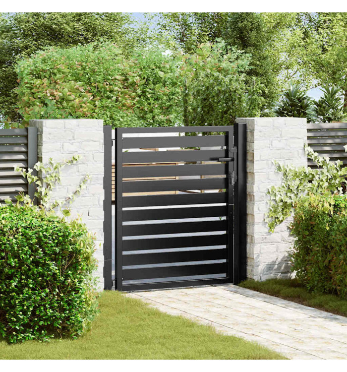 Portail de jardin verrouillable noir 100x100 cm aluminium | Mobilier & Déco