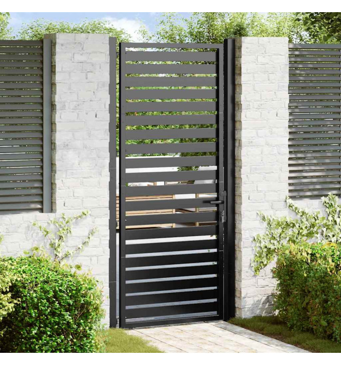 Portail de jardin verrouillable noir 100x200 cm aluminium | Mobilier & Déco
