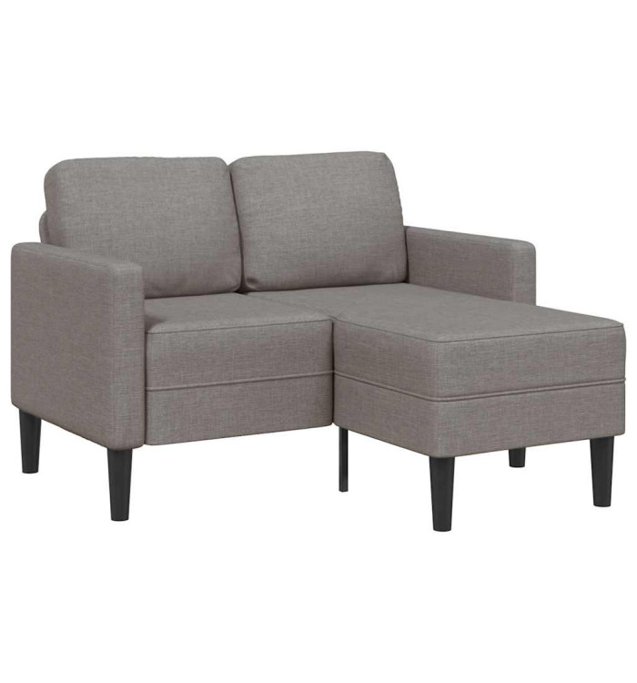Canapé 2 places avec méridienne en L taupe 125 cm tissu | Mobilier & Déco