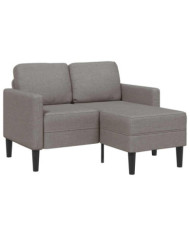 Canapé 2 places avec méridienne en L taupe 125 cm tissu | Mobilier & Déco