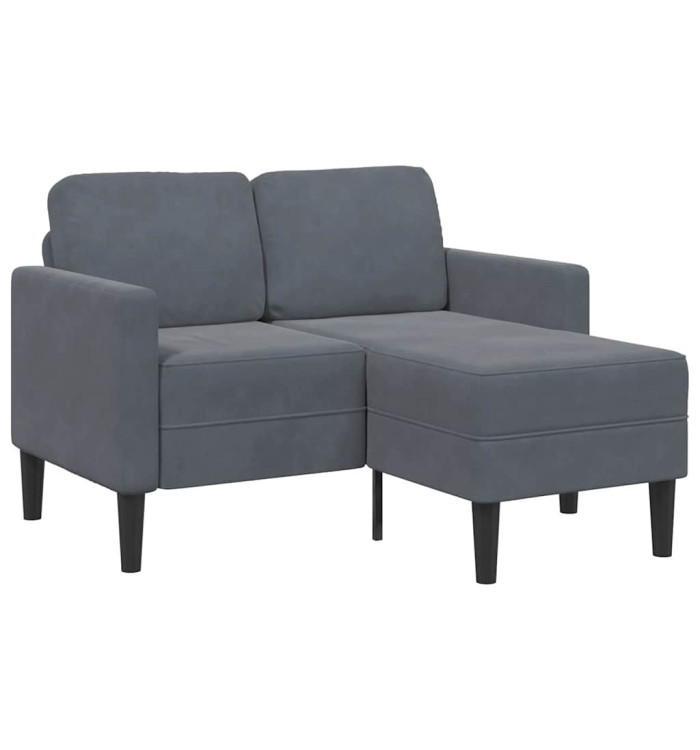 Canapé 2 places avec méridienne en L gris foncé 125 cm velours | Mobilier & Déco