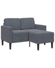 Canapé 2 places avec méridienne en L gris foncé 125 cm velours | Mobilier & Déco