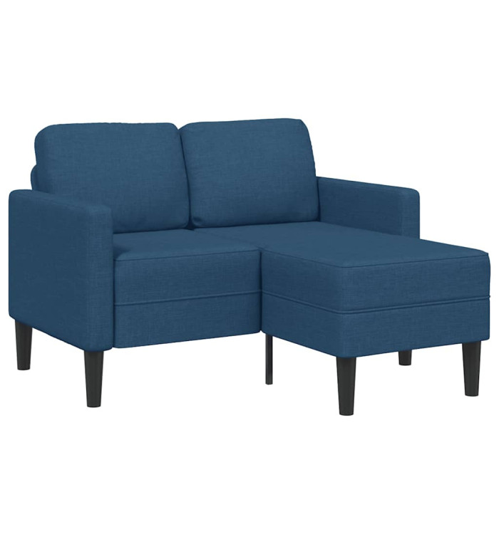 Canapé 2 places avec méridienne en L bleu 125 cm tissu | Mobilier & Déco