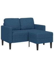 Canapé 2 places avec méridienne en L bleu 125 cm tissu | Mobilier & Déco