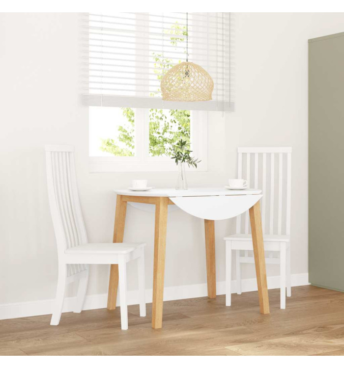 Chaises à manger 2 pcs blanc bois massif caoutchouc | Mobilier & Déco
