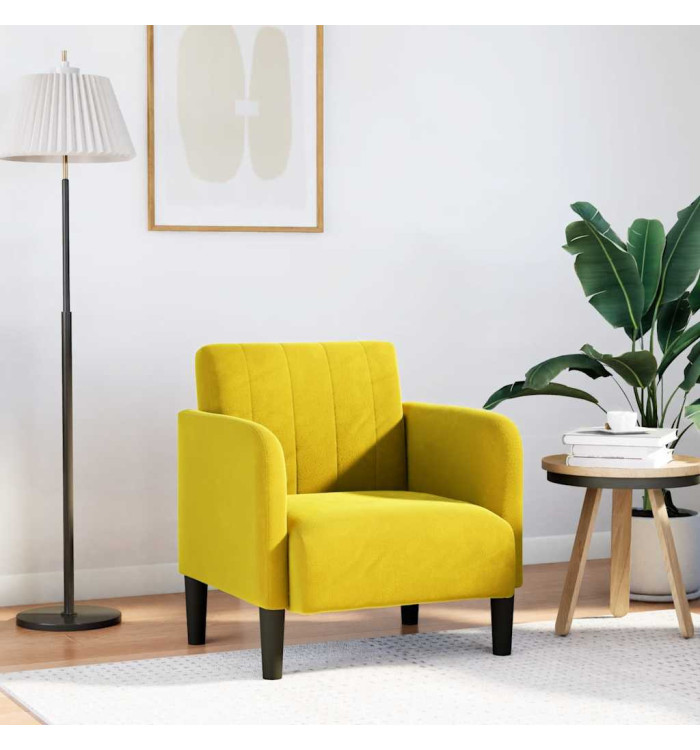Fauteuil avec accoudoirs jaune 54 cm velours | Mobilier & Déco
