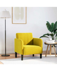 Fauteuil avec accoudoirs jaune 54 cm velours | Mobilier & Déco
