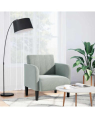 Fauteuil avec accoudoirs gris clair 54 cm velours | Mobilier & Déco