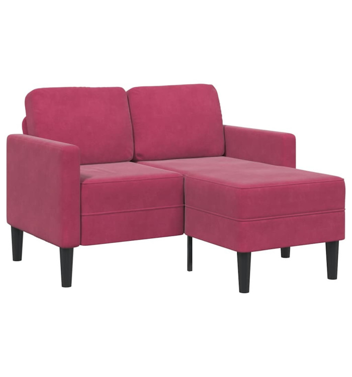 Canapé 2 places avec méridienne en L rouge bordeaux 125 cm | Mobilier & Déco