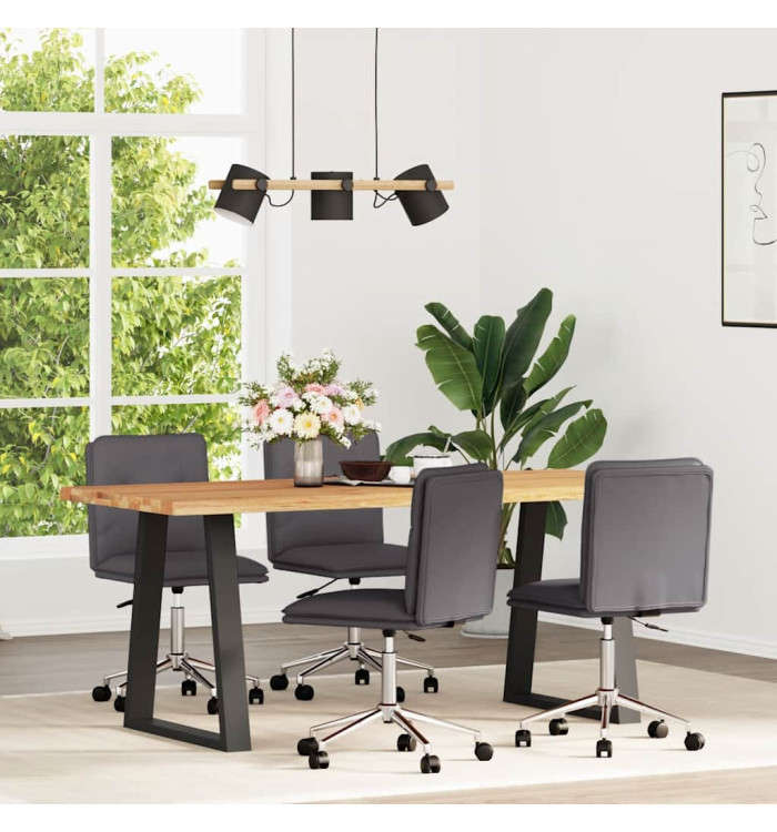 Chaises à manger lot de 4 gris similicuir | Mobilier & Déco