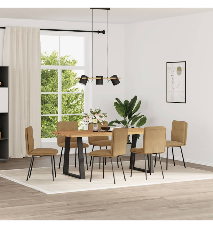 Chaises à manger lot de 6 marron velours | Mobilier & Déco
