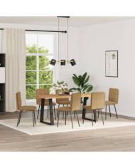 Chaises à manger lot de 6 marron velours | Mobilier & Déco